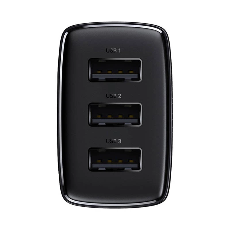 Baseus Compact Quick Charger, 3x USB, 17W (Czarny)