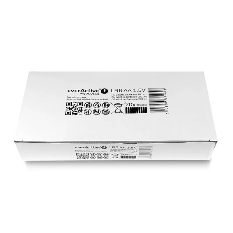 Jednorazowe baterie alkaliczne AA everActive LR610PAKPA, 1,5 V, 3000 mAh, opakowanie 10 sztuk