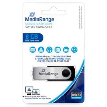MediaRange MR908NTRL Pamięć USB 8 GB USB Typ-A 2.0 Czarny - Srebrny (MR908NTRL)
