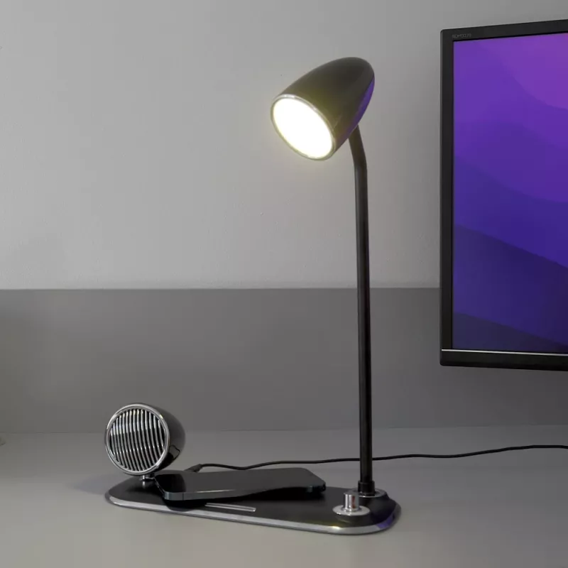 Lampa biurkowa Tellur TLL151361 z bezprzewodową ładowarką Qi i głośnikiem Bluetooth, regulowane oświetlenie