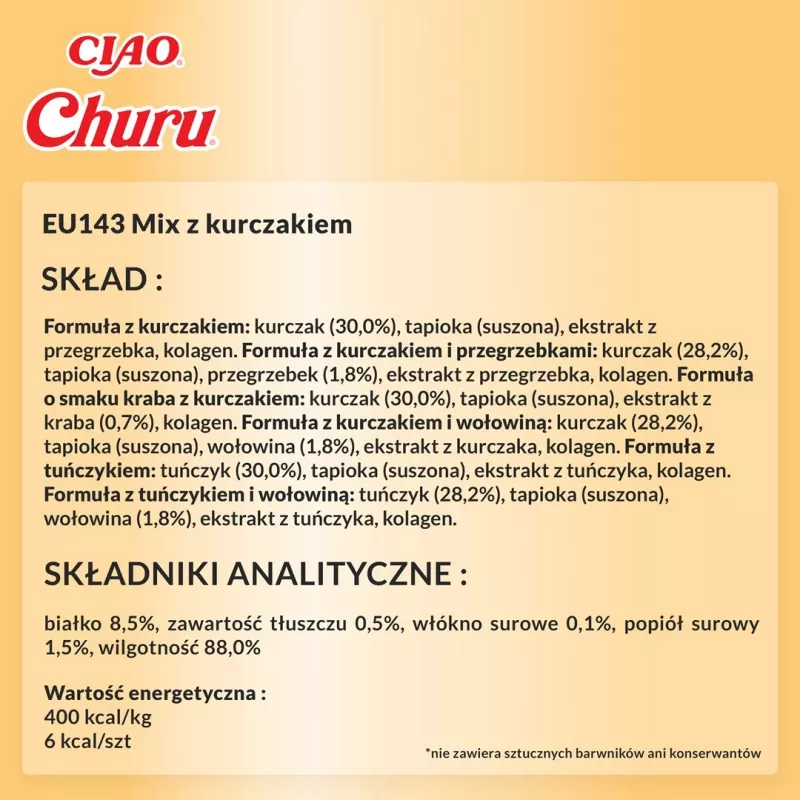 Przysmaki dla kota INABA Churu Variety Box — Pasta z kurczaka, 40 × 14 g, bez zbóż, glutenu i soi