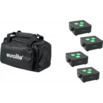 Zestaw płaskich lamp EUROLITE AKKU IP 3 — 4× zasilane bateryjnie płaskie panele LED