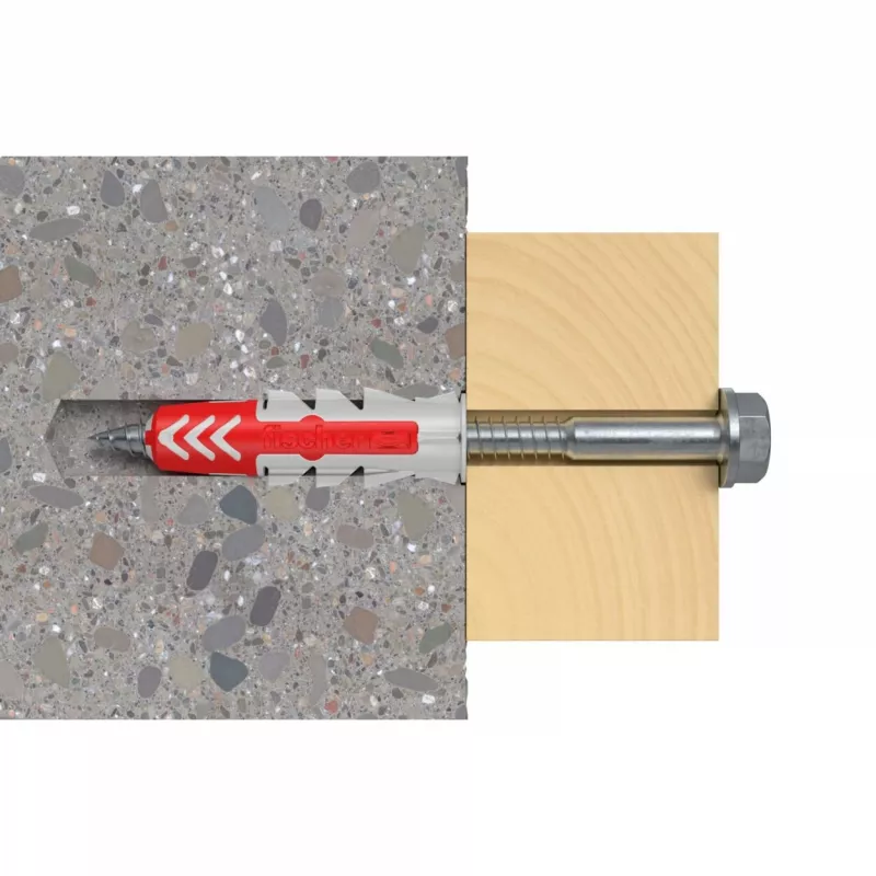 fischer Kołek rozporowy DUOPOWER 10x50 BigBox jasnoszary/czerwony 210 sztuk z możliwością wielokrotnego zamykania (570550)
