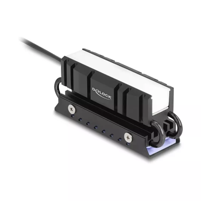 Radiator DELOCK 18460 do SSD M.2 2280 — aluminium/miedź, RGB 5V, czarny