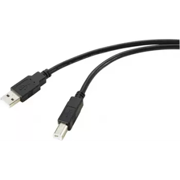 Kabel USB Renkforce USB 2.0 wtyczka USB-A, wtyczka USB-B 20,00 m czarny pleciony ekranowany RF-5720372 (RF-5720372)