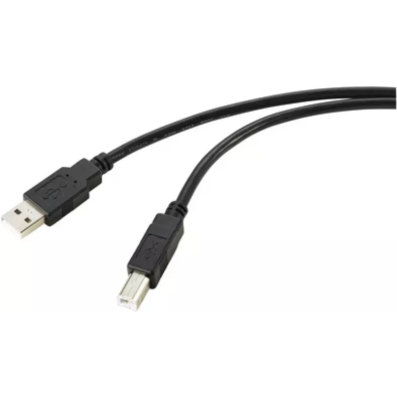 Kabel USB Renkforce USB 2.0 wtyczka USB-A, wtyczka USB-B 20,00 m czarny pleciony ekranowany RF-5720372 (RF-5720372)