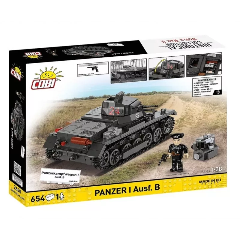 Zestaw konstrukcyjny Cobi Panzer I Ausf. B – 654 elementy, szczegółowy model czołgu