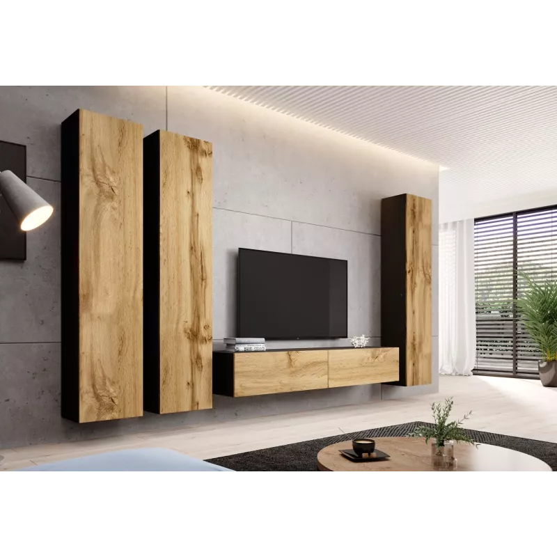 Cama pełna Szafka VIGO '180' 180/40/30 czarny/dąb wotan