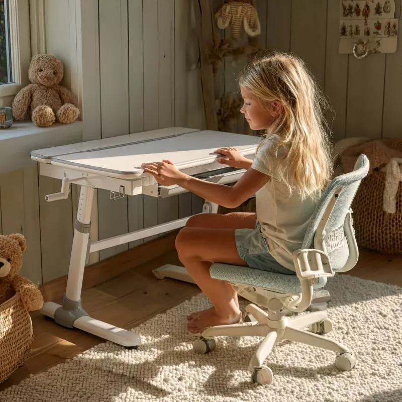 Ergo Office Children's Ergonomic Height Adjustable Desk, szary, max 100kg, ER-417 2cz