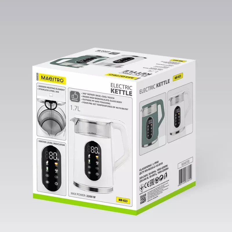 Czajnik elektryczny Maestro MR-023-biały, pojemność 1,7 L, moc 2220 W