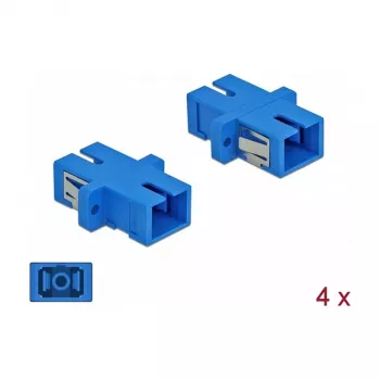 Adapter światłowodowy SC-żeński na SC-żeński, DELOCK 85990, niebieski, opakowanie 4 szt.
