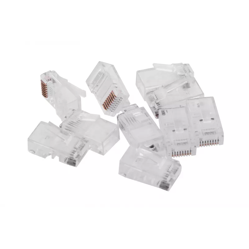 Wtyk RJ45 GEMBIRD PLUG3UP6/100, Cat5, prosty męski, przezroczysty, złote styki, opakowanie 100 szt.