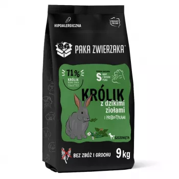 PAKA ZWIERZAKA Puppy Rabbit with wild herbs S - sucha karma dla psa - 9 kg