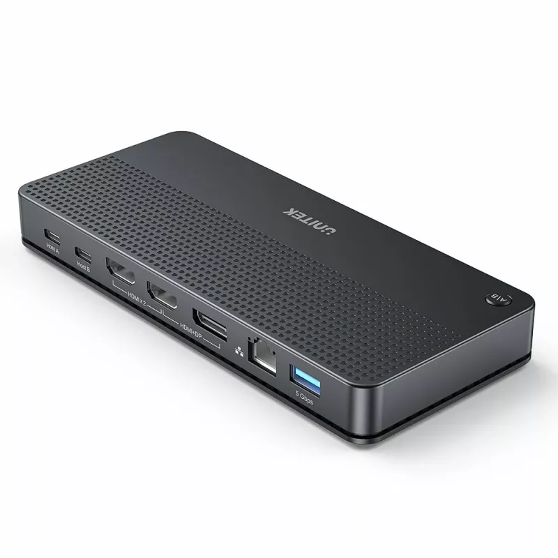 Stacja dokująca UNITEK D1103A01 USB4 przewodowa czarna 100W Power Delivery