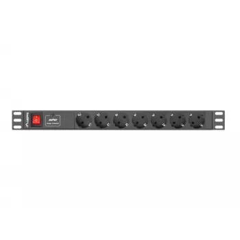 Lanberg | Listwa zasilająca PDU 19 cali 1U 10A 2M 7x gniazda Schuko | PDU-07F-0200-IEC-BK