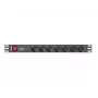 Lanberg | Listwa zasilająca PDU 19 cali 1U 10A 2M 7x gniazda Schuko | PDU-07F-0200-IEC-BK