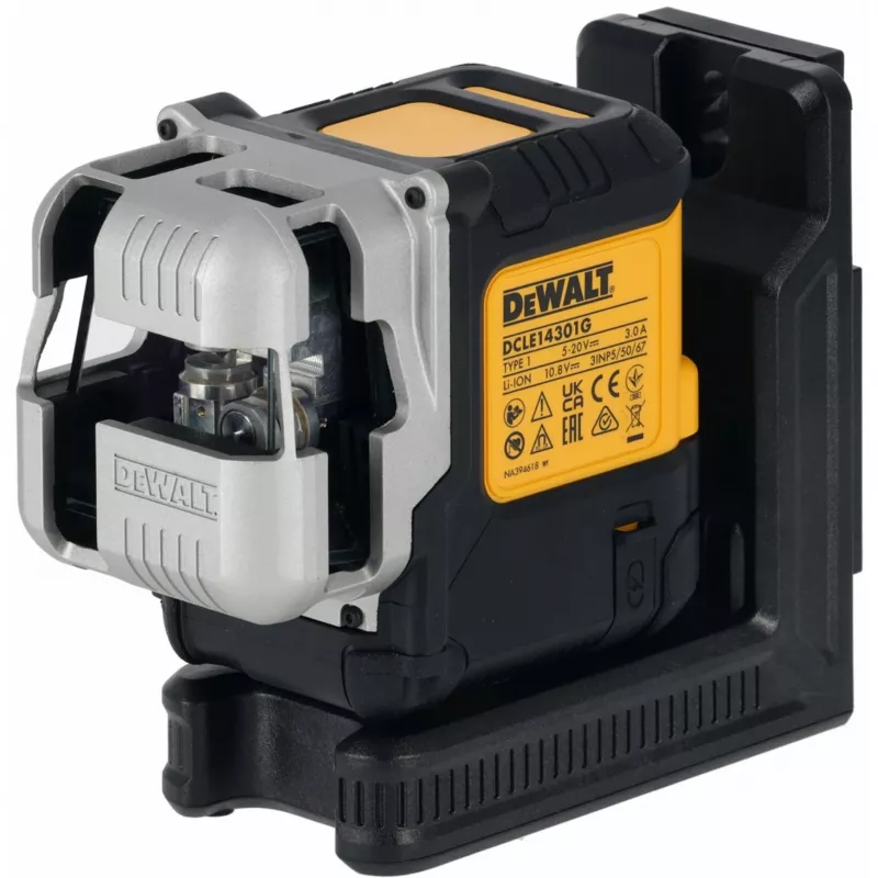 Akumulatorowy laser wieloliniowy DeWalt DCLE14301GB 3×180° krzyżowy, 18V, zielone linie, zintegrowana bateria Powerstack litowo-jonowa
