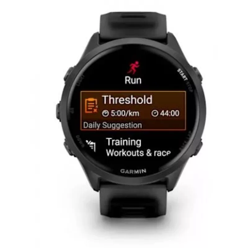 Smartwatch GARMIN Forerunner 570 — 47 mm koperta z aluminium w kolorze szarym łupkowym, półprzezroczysty czarny pasek silikonowy