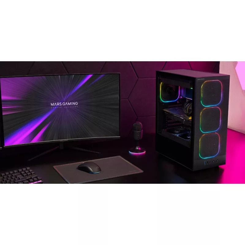 Obudowa PC TACENS MARS MC-NEBULA Midi Tower z hartowanym szkłem, cztery wentylatory 120 mm aRGB, obsługa ATX, GPU do 30,2 cm