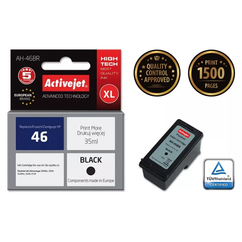 Activejet AH-46BR Tusz (zamiennik HP 46 CZ637AE; Premium; 35 ml; czarny)