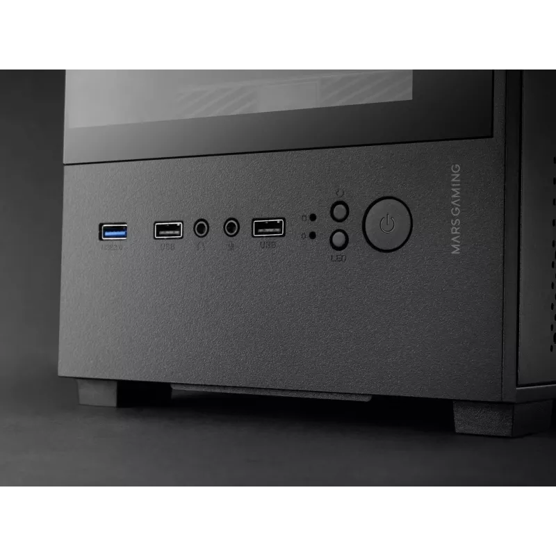 Mini Tower obudowa PC TACENS Mars Gaming MC-SE2 — Mini-ITX / Micro-ATX, czarna, okno boczne, zasilacz na dole, obsługa 2x2.5 cala + 1x3.5 cala