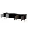 Szafka RTV cama meble CORTINA 4D 200x40x55 cm, blat czarny, fronty orzechowe