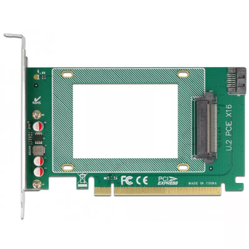 Delock - Speicher-Controller - 2.5 (6,4 cm) - U.2 NVMe / SATA 6Gb/s - 600MBps - PCIe 4,0 x16 (90051)
