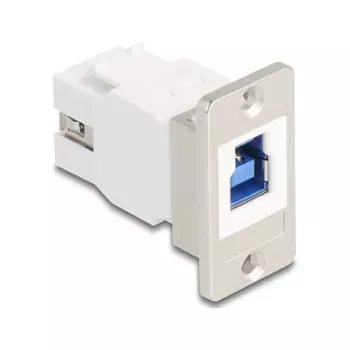 Moduł keystone DELOCK 67337 panel-montażowy USB Typ-B na USB Typ-A 5 Gb/s, srebrny/biały