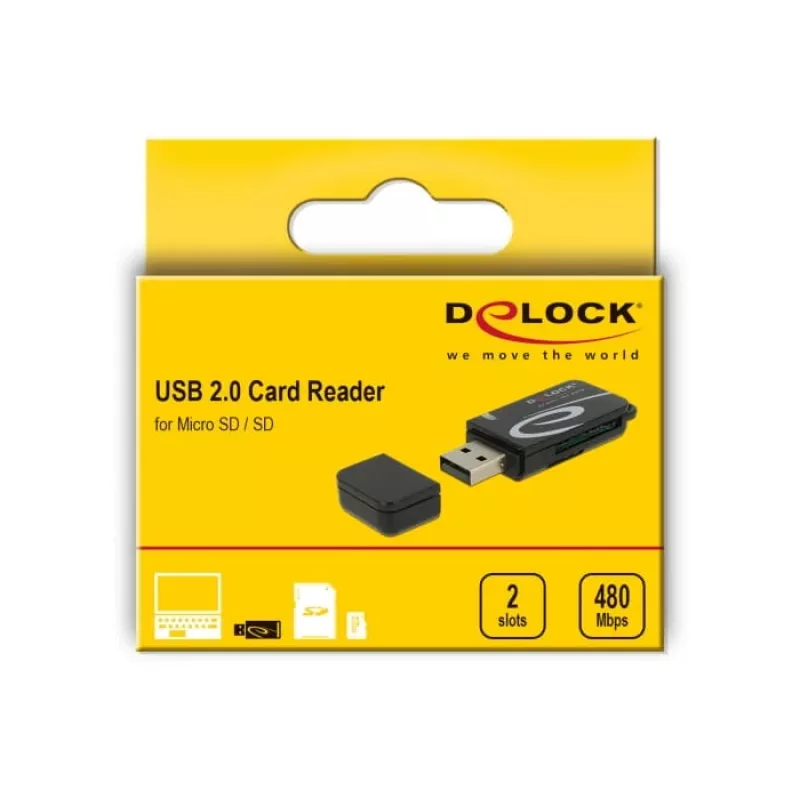 Czytnik kart DeLOCK Mini USB 2.0 z gniazdem SD i Micro SD
