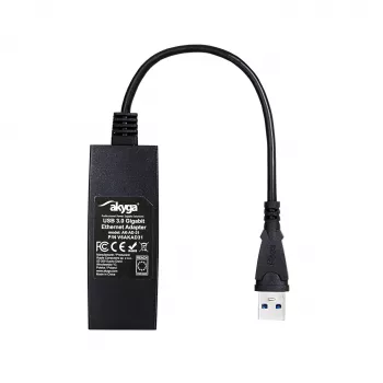 Akyga AK-AD-31 karta sieciowa USB 3.0 – Gigabit Ethernet, RJ45, kabel 15 cm, czarna