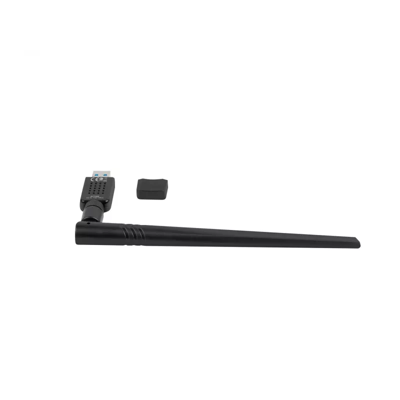 Karta WLAN wewnętrzna LANBERG NC-1200-WIE — Dwuzakresowy adapter USB WLAN, RTL8812BU, do 1200 Mbit/s, zewnętrzne anteny 2x2 (5 dBi), czarny