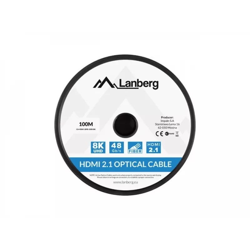 Kabel HDMI Lanberg CA-HDMI-30FB-1000-BK 100 m Czarny