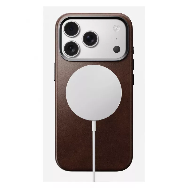 Pokrowiec na telefon Nomad Traditional Leather etui do iPhone 17 Pro, skóra mikrofibra, pasuje do 6,3 cala (16 cm), brązowy