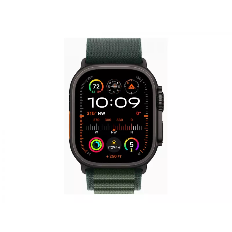 APPLE Watch Ultra 2 GPS + Cellular 49mm Czarna Koperta z Tytanu z Ciemnozielonym Paskiem Alpine Loop - Duży