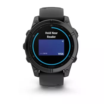 Garmin Fenix E 3,3 cm (1,3) AMOLED 47 mm Cyfrowy 416 x 416 pikseli Ekran dotykowy Czarny Wi-Fi GPS (satelitarny)