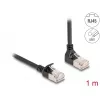 DeLOCK Kabel sieciowy RJ45 kat.6A S/FTP cienki wtyk kątowy 90° do góry 1 m czarny