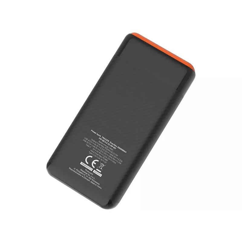 Ładowarka przenośna TRACER EnerGen 20000 mAh, Power Delivery 20W, wejście USB-C, 2 wyjścia USB-A, obsługa 3 urządzeń, pomarańczowa