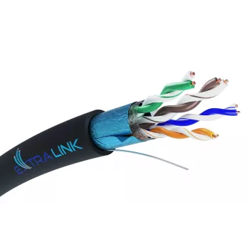 Kabel sieciowy Extralink Skrętka CAT5E FTP (F/UTP) V2 Outdoor 305M Czarny