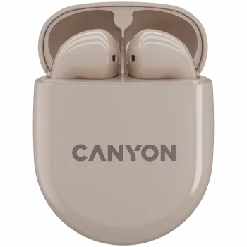 Słuchawki Bluetooth Canyon TWS-6 Tryb Gaming/BT 5.3 beżowy detal (CNS-TWS6BE)