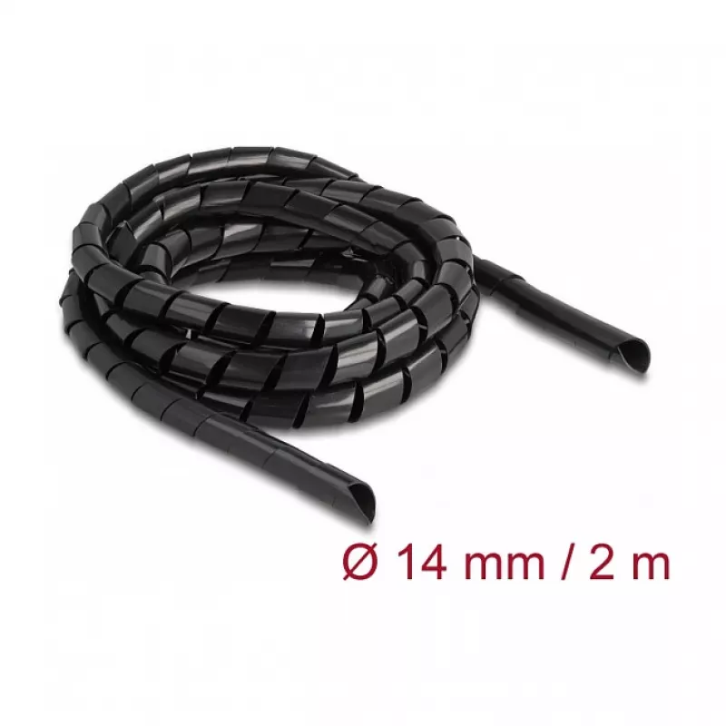 DeLOCK wąż spiralny elastyczny 2 m x 14 mm czarny polietylen