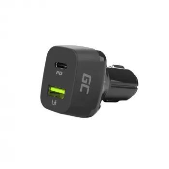 Ładowarka samochodowa do urządzeń mobilnych zielony Cell CAD33, 42W, USB-C PD + USB-A QC3.0, wejście 12/24V, wyjście 5–12V