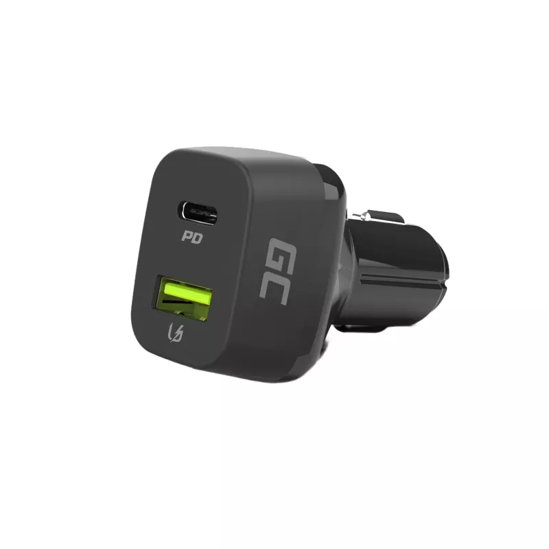 Ładowarka samochodowa do urządzeń mobilnych zielony Cell CAD33, 42W, USB-C PD + USB-A QC3.0, wejście 12/24V, wyjście 5–12V