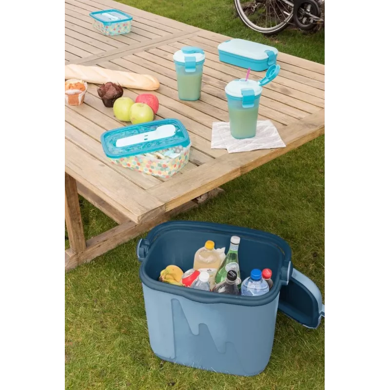 Przenośna lodówka turystyczna Curver 20L Tourist 262277 niebieska — 20 L polipropylenowa lodówka podróżna z uchwytem, 396×265×428 mm, 1,8 kg