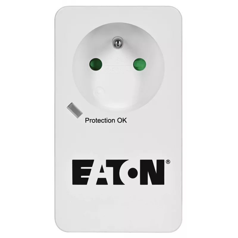 Skrzynka przeciwprzepięciowa Eaton Protection Box 1 FR — 1 gniazdo typu E, 220–250 V, 16 A, 4000 W, czarna, kompaktowa