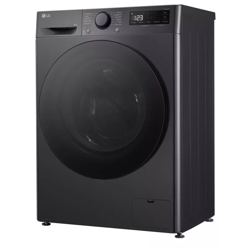 Pralka LG F2WR508S2M — ładowanie od przodu, 8 kg, 1200 obr./min, A efektywność, 60×48 cm, LED, middle Czarny