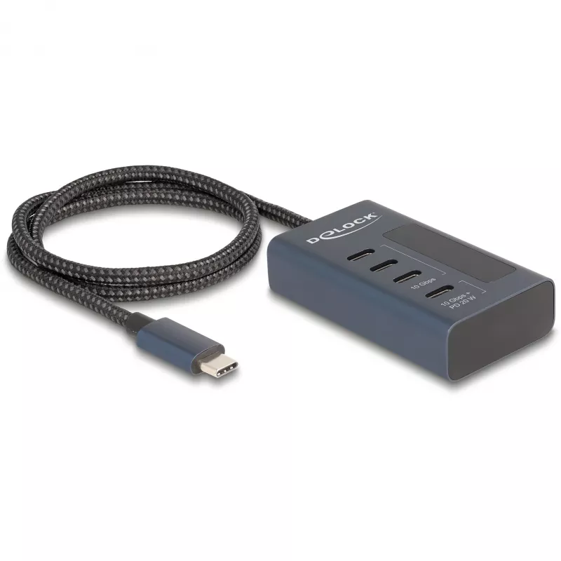 DeLOCK 64189 Hub USB Typu-C 10000 Mbit/s Niebieski Metalowy