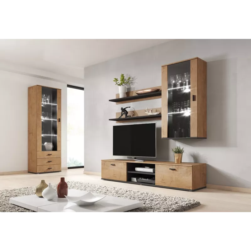 Cama set of two shelves 125cm SOHO lefkas oak/Czarny