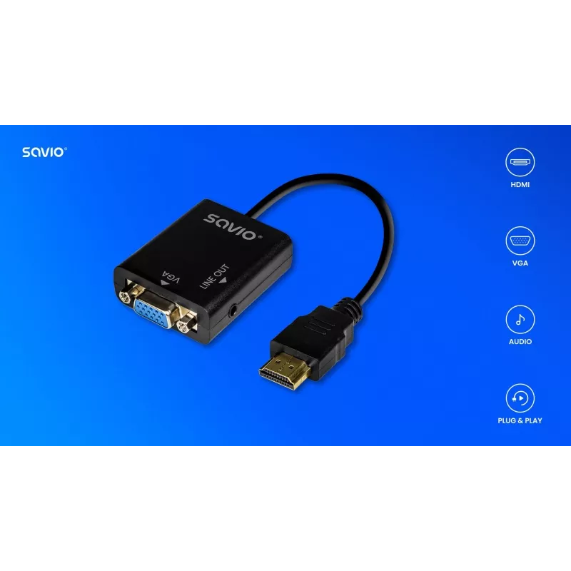 Adapter HDMI-VGA z Audio AK-76 Savio SAVAK-76