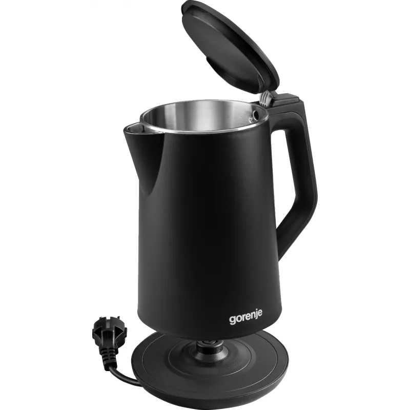 Czajnik elektryczny Gorenje K15DWBK — 1,5 L, 2200 W, czarny, sterowanie przyciskowe, podstawa 360°