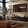 Szafka RTV cama meble LIVERTI 2000x420x480 mm, blat z płyty wiórowej czarny, rama czarna
